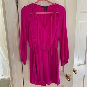 ❌SOLD❌ Hot Pink Silk Long Sleeve Jay Godfrey Dress